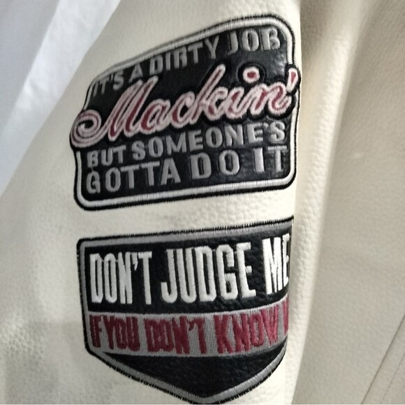 GiveMeFace Men's 2X Leather Jacket Heavy Vegan Leather G Block Rollin' Deep - Picture 4 of 8